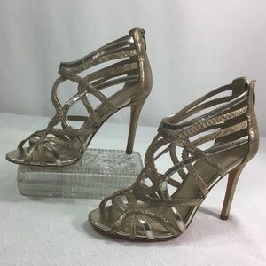 Coach Lancaster Strappy Gold Metallic Heel Sandals